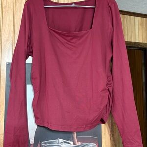 SHEIN Burgundy Square Neck Blouse